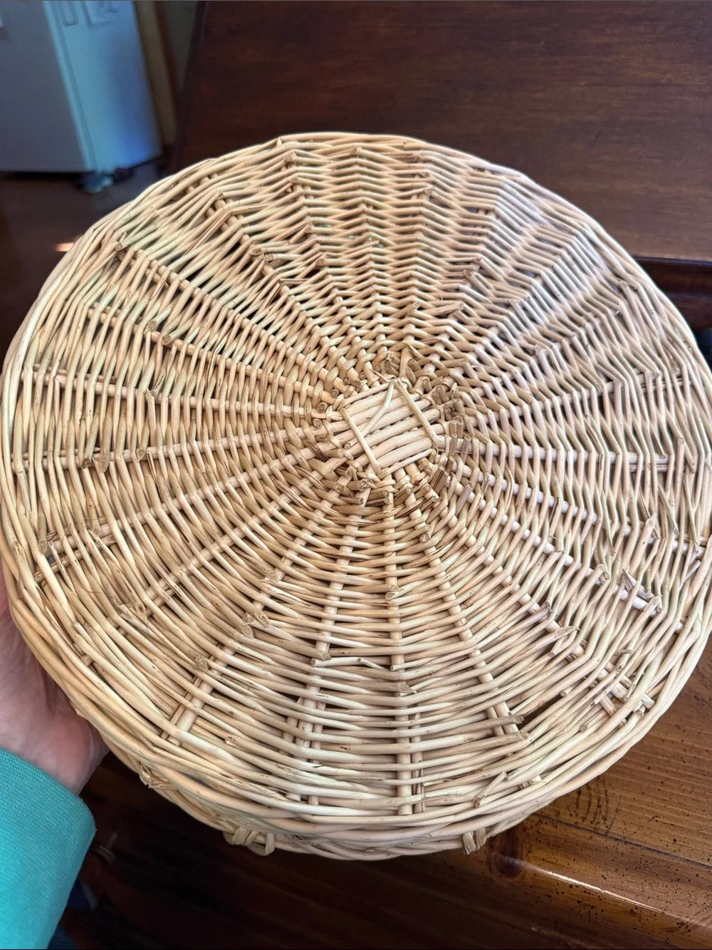Natural Wicker Serving Basket with Handles - Cream